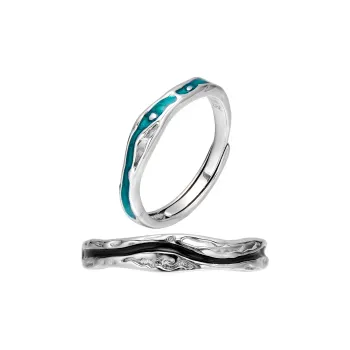 ENFANTIN S999 Fine Silver Glue Drip Rings Unisex