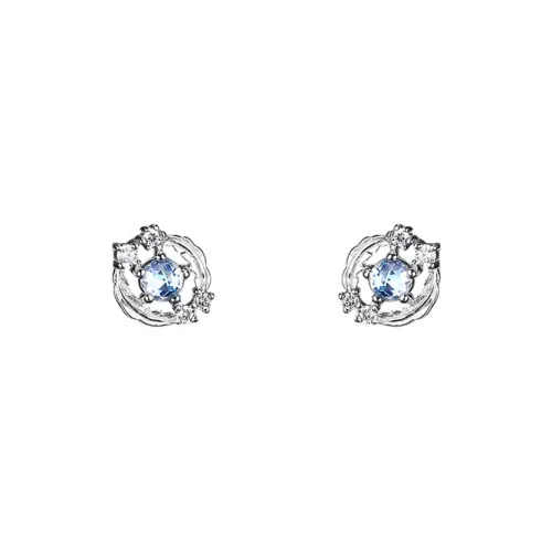 BAIJUAN 999 Fine Silver Stud Earrings Women's