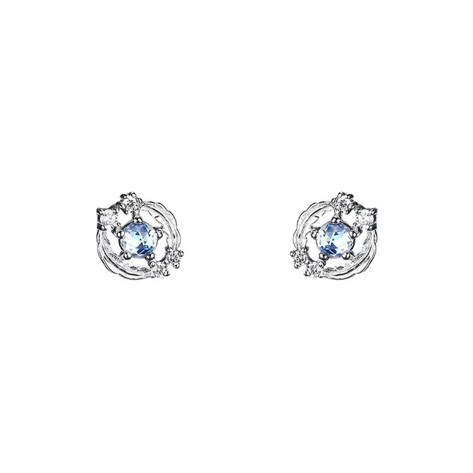 BAIJUAN 999 Fine Silver Stud Earrings Women's-0