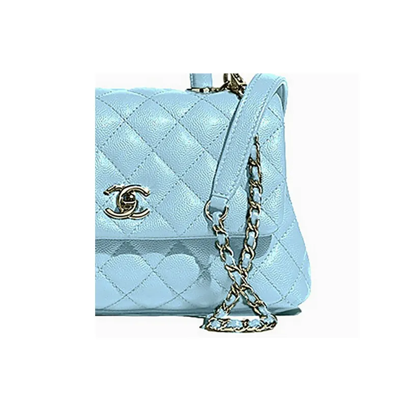 CHANEL Cow Leather One Shoulder Handbag Women's Sky Blue-2