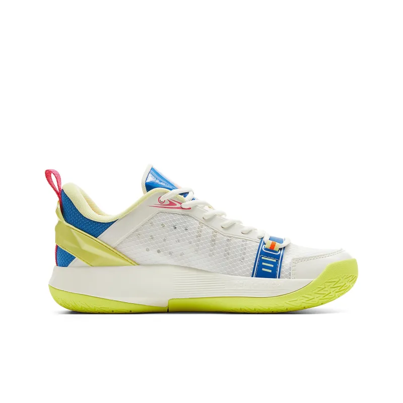 PEAK Anti-Slip And Wear-Resistant Rebound Low-Top Basketball Shoes Men's White Blue Yellow-1