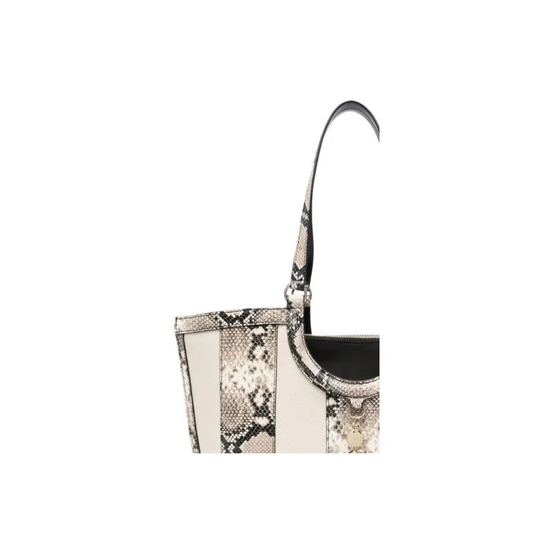See By Chloe Goatskin One Shoulder Handbags Women's Beige & Multicolor-3