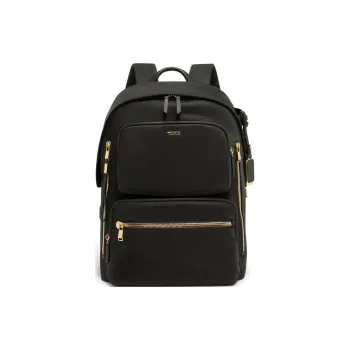 TUMI Voyageur Nylon Backpack Women's Black Gold Zipper