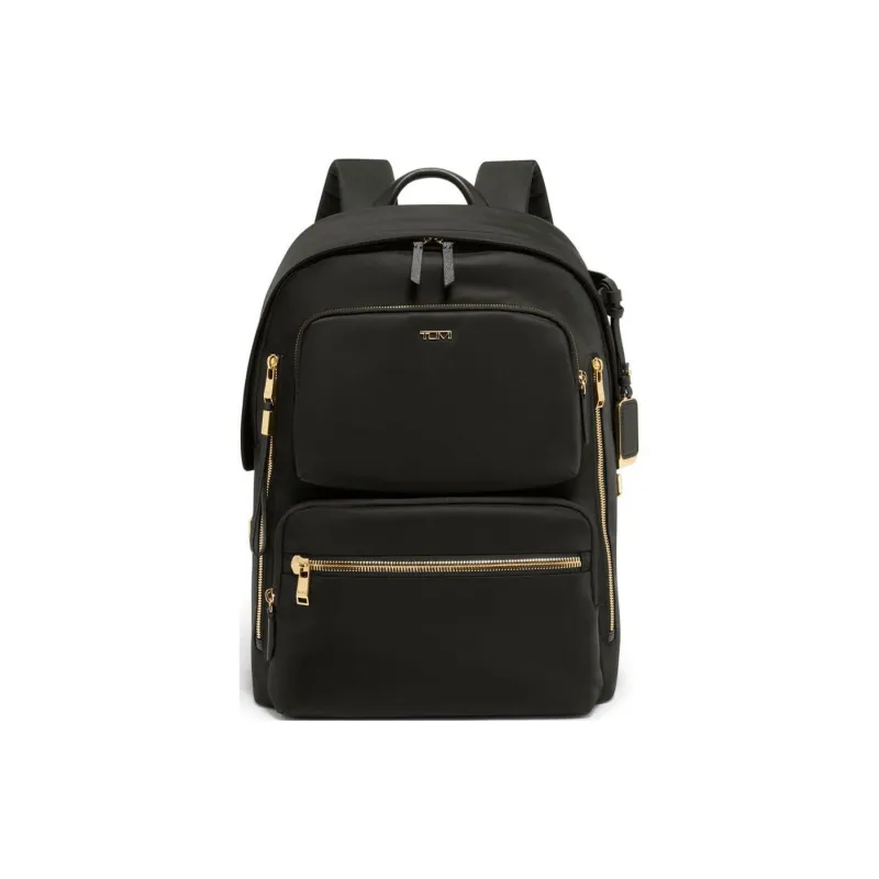 TUMI Voyageur Nylon Backpack Women's Black Gold Zipper-0