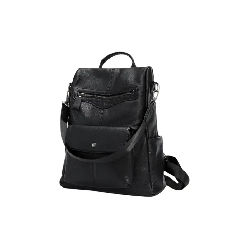LARTIGENT Cow Leather Backpack Regular Unisex Black-1
