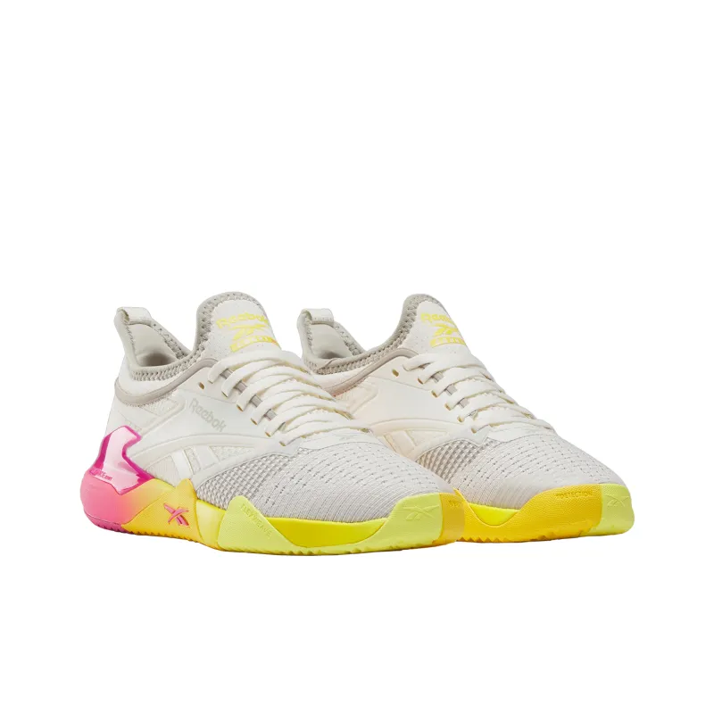 Reebok Nano Court Support Wear-Resistant Slip-Resistant Low-Top Training Shoes Women's White Yellow Red-1