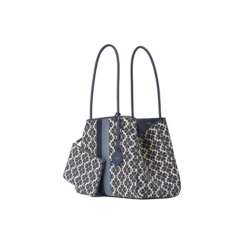 Kate Spade Canvas One Shoulder Crossbody Bag Tote Bag Shopping Bag Handbag Large Size Women's Blue White-2