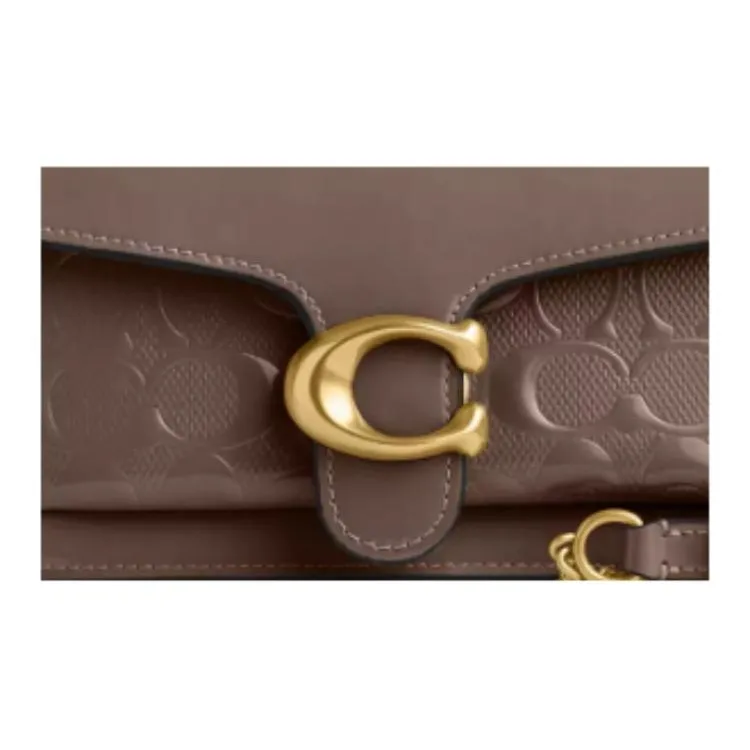 COACH Tabby Patent Leather Crossbody One Shoulder Clutch Small Size Women's Dark Brown-1