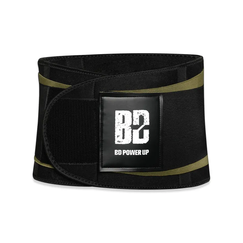 BD.POWER UP+ Back Support Braces Fitness Protective Compression Black/Green Unisex-3