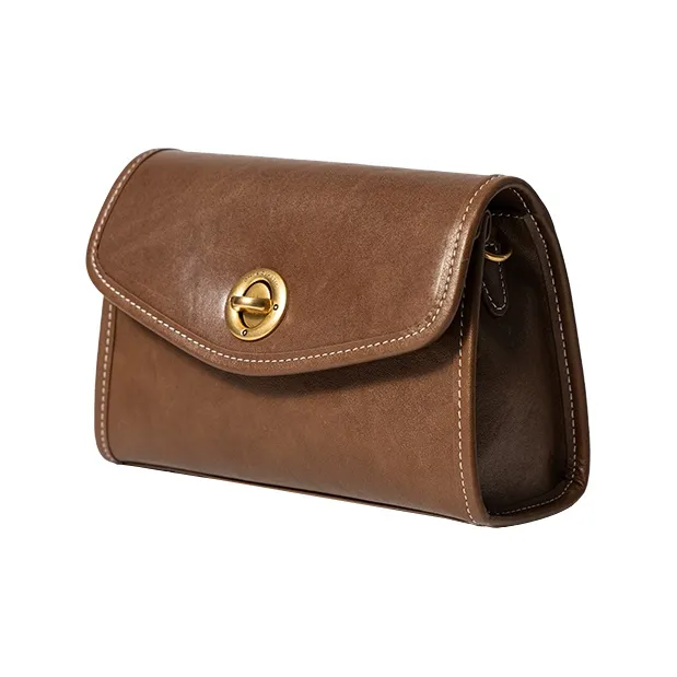 OMI Top Grain Cow Leather Crossbody Bag Women's Pitch Black/Dark Brown/Khaki Brown-7