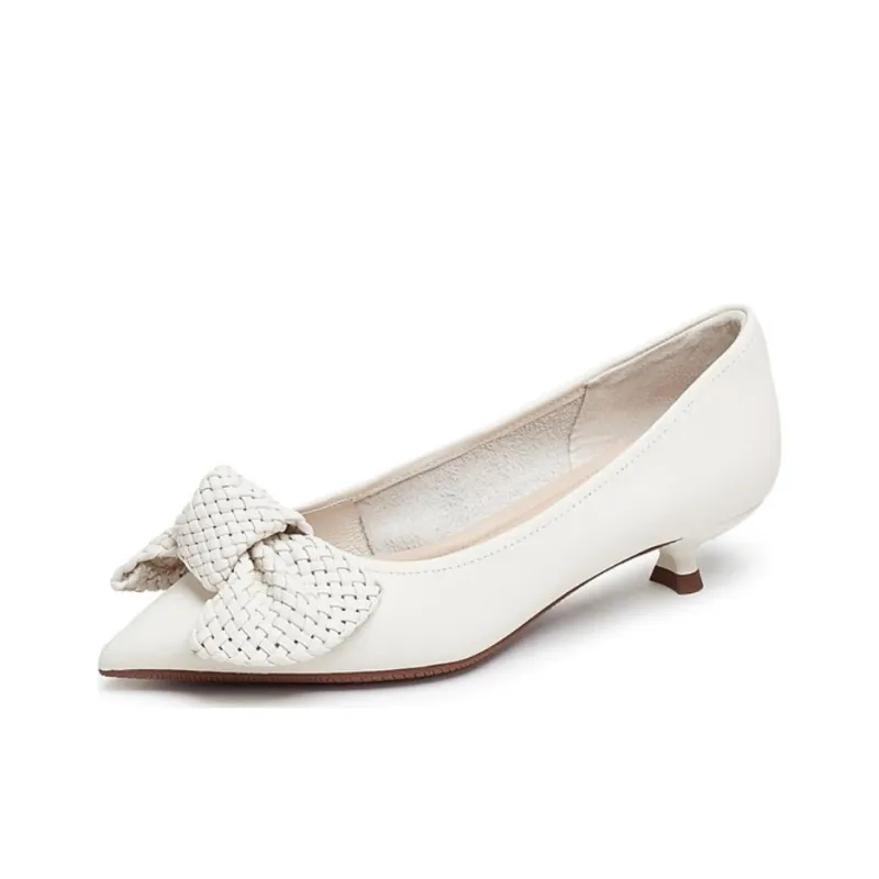 Staccato Ankara Butterfly High Heels Women's Cream Beige White-1