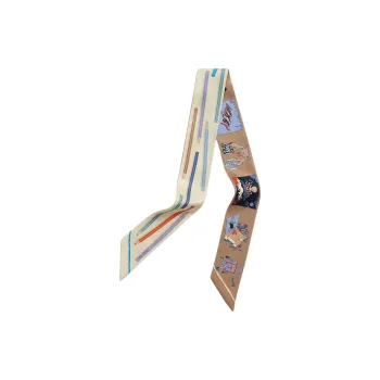 HERMES Silk Scarves Women's Vanilla/Violet/White/Multicolor