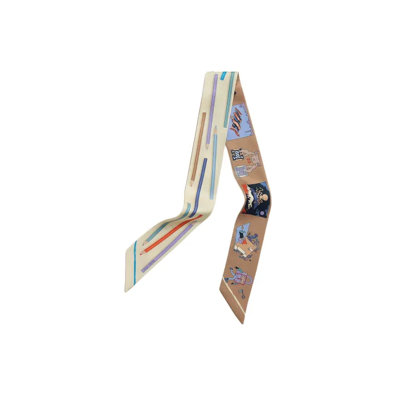 HERMES Silk Scarves Women's Vanilla/Violet/White/Multicolor-0