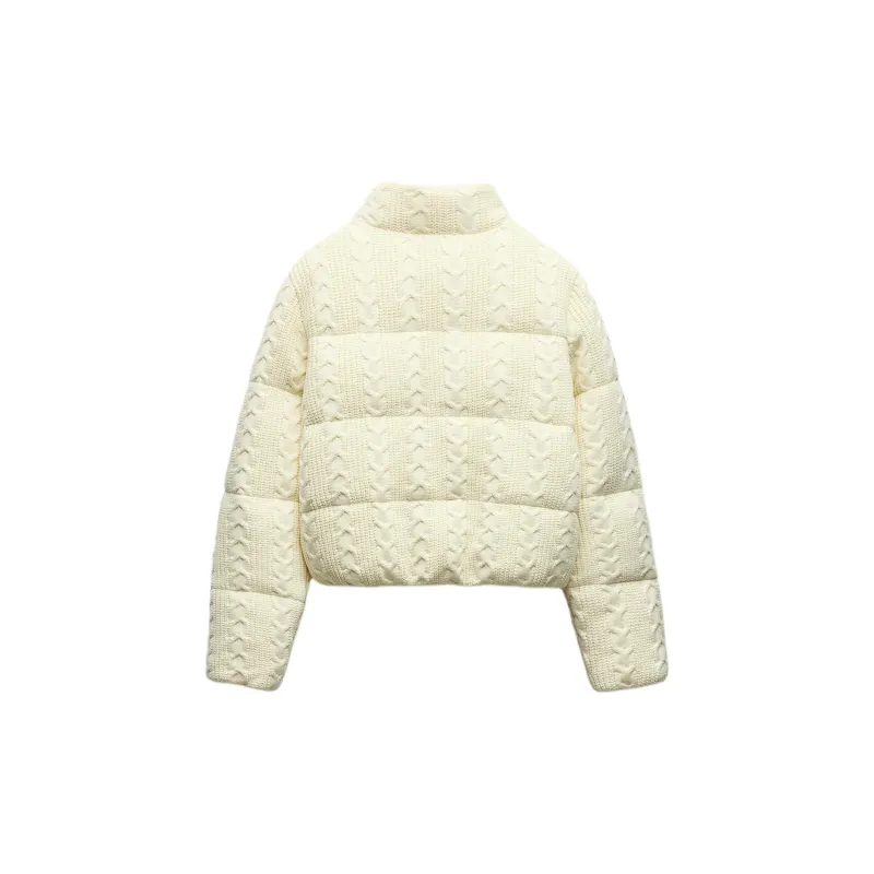 ZARA Puffer Jacket Women's Raw White-1