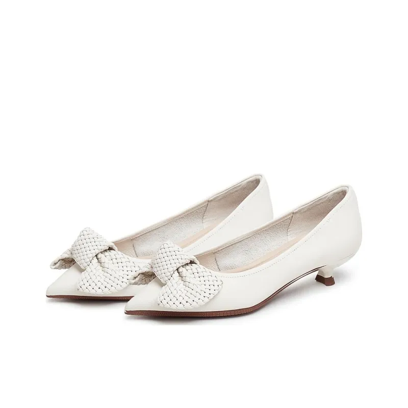 Staccato Ankara Butterfly High Heels Women's Cream Beige White-2