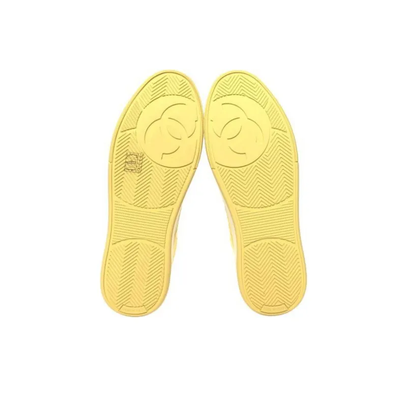 CHANEL Low Top Skateboard Shoes Women's Yellow White-5