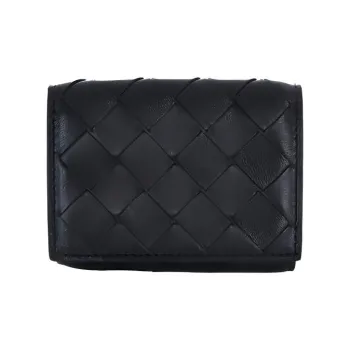 Bottega Veneta Sheepskin Card Holder Wallet Unisex Black
