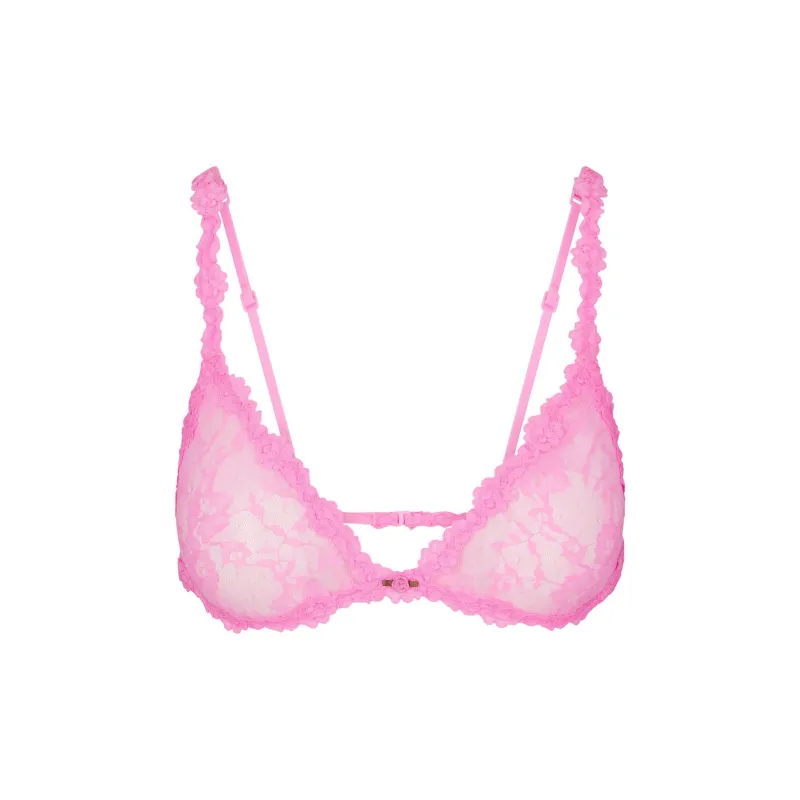 SKIMS Valentine's Day Collection SS25 STRETCH LACE TRIANGLE BRALETTE Bra Women's SUGAR PINK/Sugar Pink-0