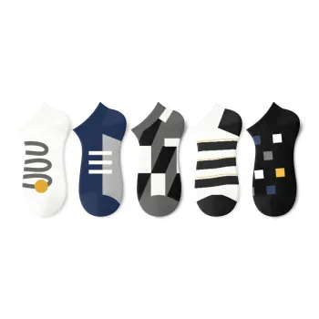 Primeet Ankle Socks Men's 5 Pack Geometric Pattern
