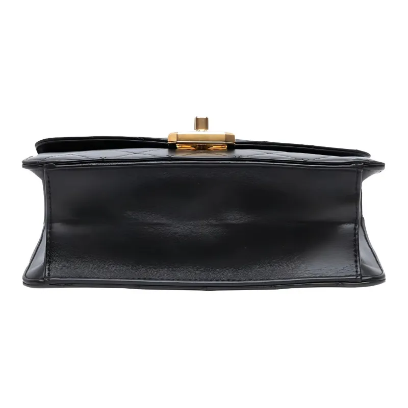 CHANEL 21K Winter Lambskin Shoulder Bag, Crossbody Bag Trumpets Women's Black-3
