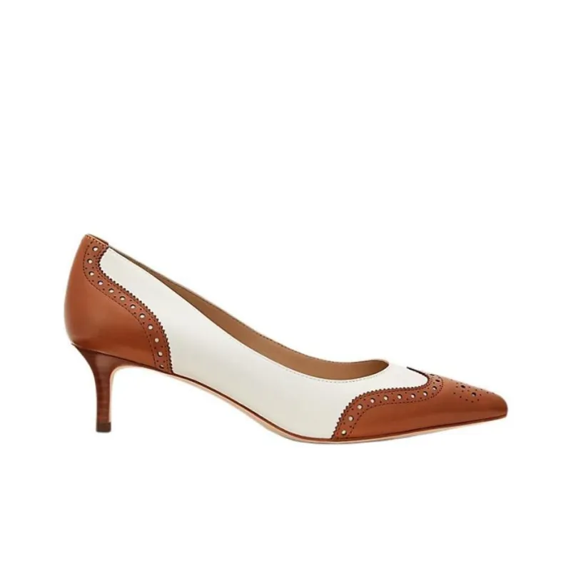 LAUREN RALPH LAUREN Adrienne Slim Heel High Heels 5cm Women's White Brown-1