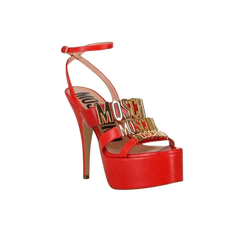 MOSCHINO Strap Sandals 12cm Women's Red-2