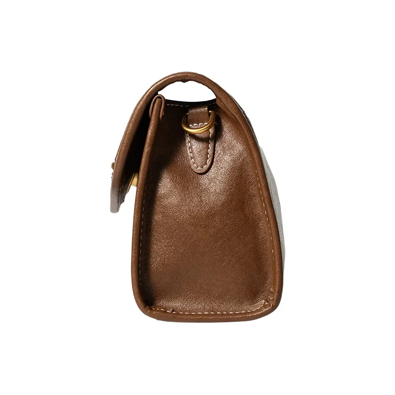 OMI Top Grain Cow Leather Crossbody Bag Women's Pitch Black/Dark Brown/Khaki Brown-10