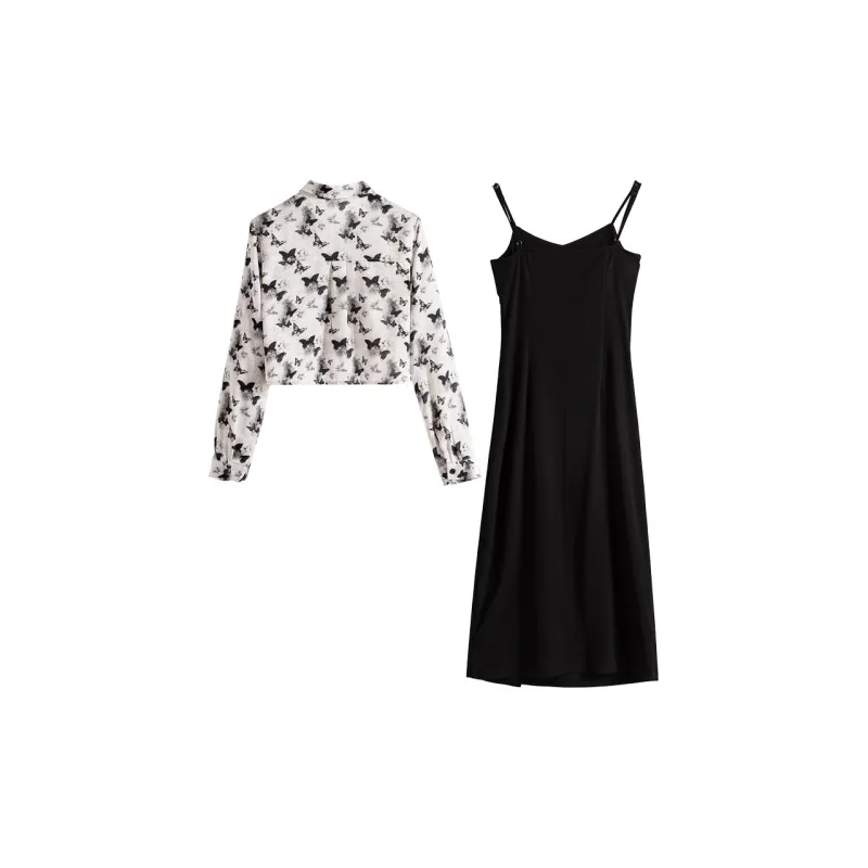 Cypress House Skirt Set Women's Ink Wash Butterfly+Black-1