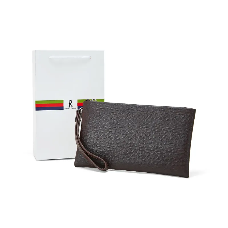 ROBERTA DI CAMERINO Cow Leather Clutch Wallet Regular Men's Black/Coffee-1