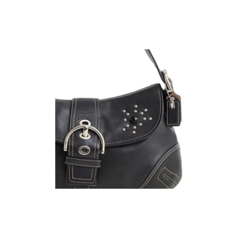 COACH Soho Leather Shoulder Bag Medium Size Women's Black-4