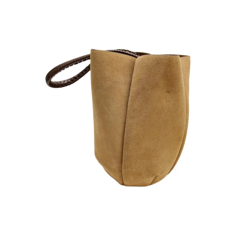 ZARA Cow Leather Bucket Bag, Shoulder Bag Large Size Women's Sand & Brown-3