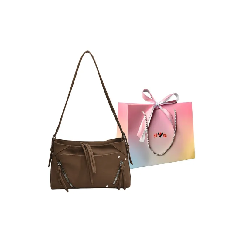 Yalu PU Shoulder Bag Regular Women's Coffee/Black/Khaki-14
