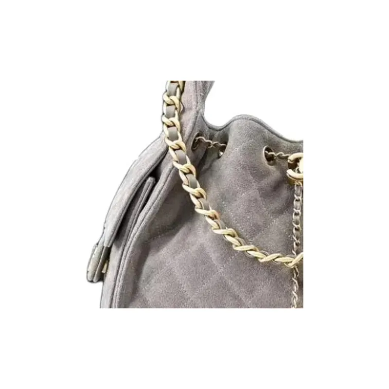 CHANEL 25Bag Suede Leather Handbag, Shoulder Bag Trumpets Women's Gray-3