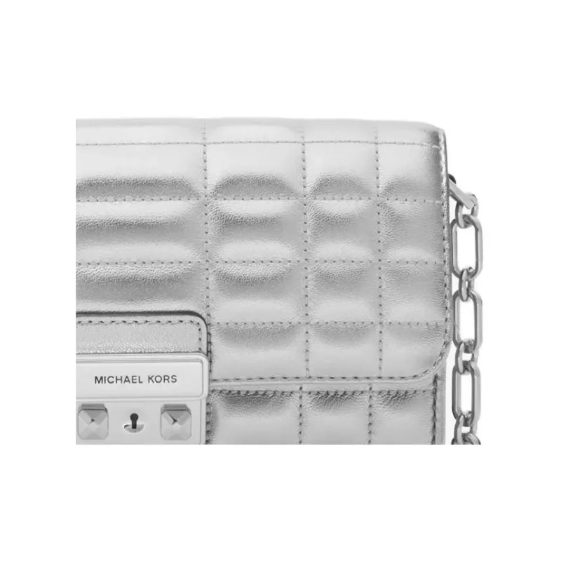 MICHAEL KORS Sheepskin Shoulder Bag, Crossbody Bag Large Size Women's Silver-3