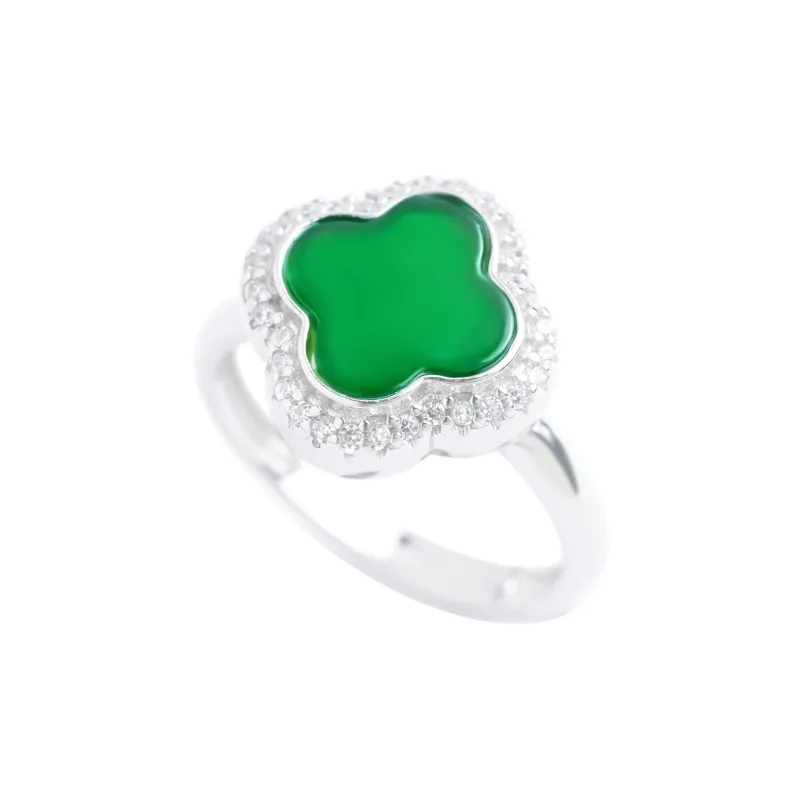 Clear Snow Ice Glutinous Jadeite Rings Women's-0