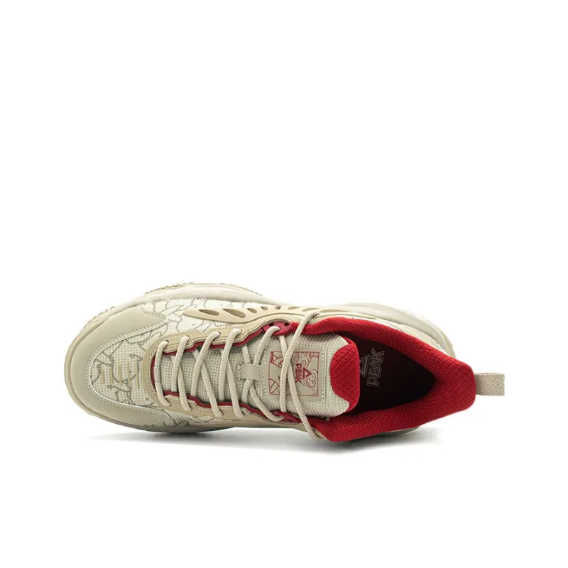 PEAK Cushioning Wear-Resistant Low-Top Chunky Sneakers Men's Beige Gray-2