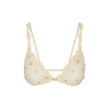 SKIMS Valentine's Day Collection SS25 STRETCH LACE TRIANGLE BRALETTE Bra Women's BUTTER ROSEBUD PRINT/Yellow Rose Print