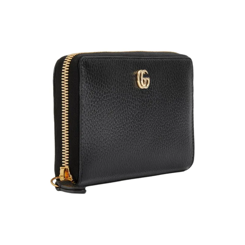 GUCCI Double G Leather Wallet Women's Black-1
