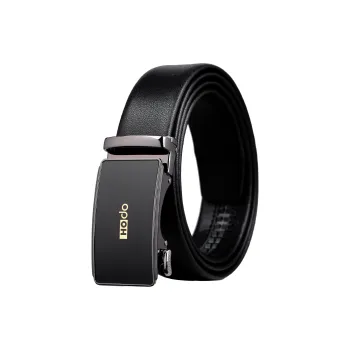 Red Bean Split Cow Leather Leather Belts Men's Crystal Black Width  3.5cm