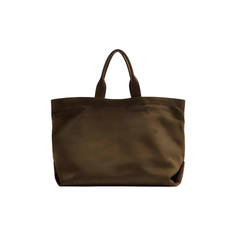 ZARA Cow Leather Tote Bag Shopping Bag Handbag Women's Brown-0