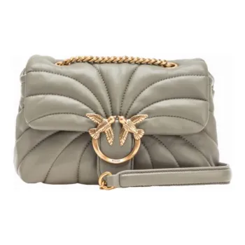 PINKO Sheepskin Shoulder Bag, Crossbody Bag Trumpets Women's Gray