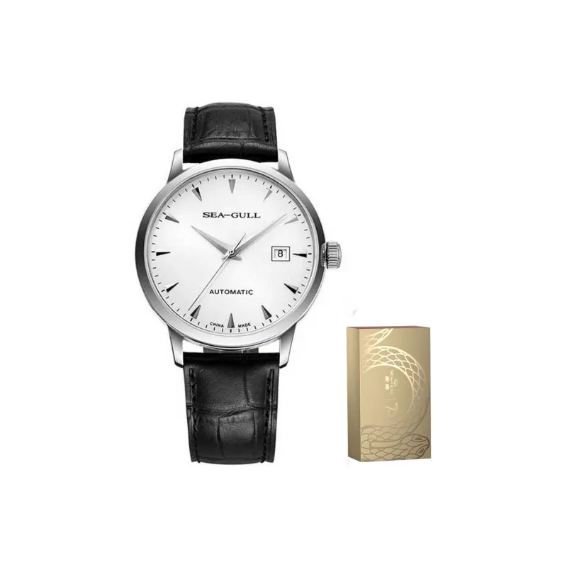 Sea Gull National Automatic Mechanical Movement Genuine Leather Strap Watch Men's Watches White Dial-11