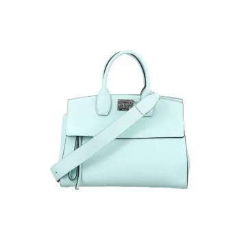 FERRAGAMO Studio Calfskin One Shoulder Handbag Large Size Women's Blue