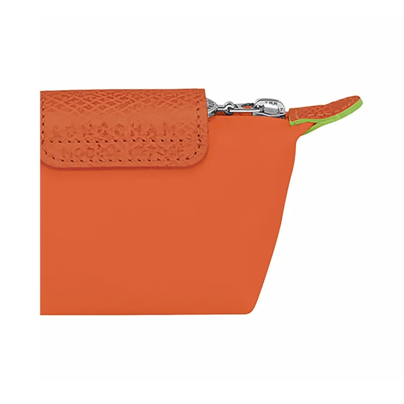 LONGCHAMP Le Pliage Green Recycled Canvas Clutch Coin Purse Women's Orange-2