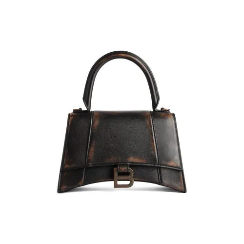 Balenciaga Hourglass Cow Leather Shoulder Bag Crossbody Bag Handbag Small Size Women's Dark Brown & Light Brown
