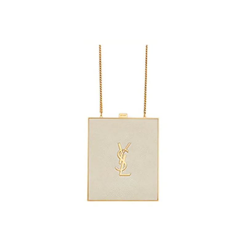 SAINT LAURENT Calfskin Box Bag, Crossbody Bag, Shoulder Bag Women's White-0