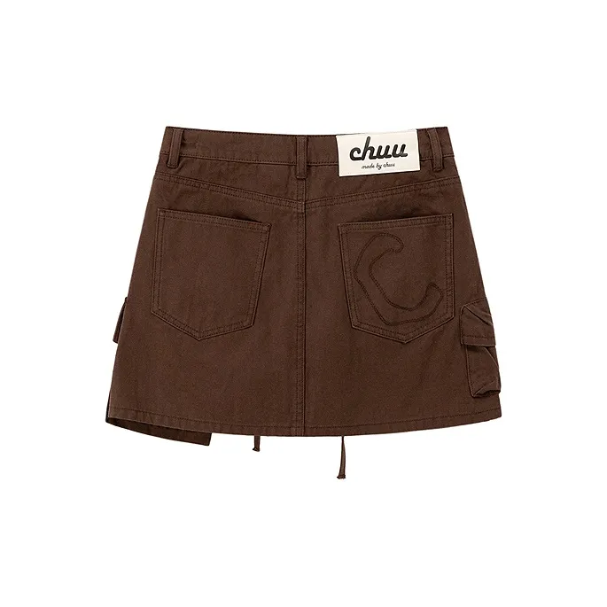 CHUU Denim Short Skirts Women's Coffee-1