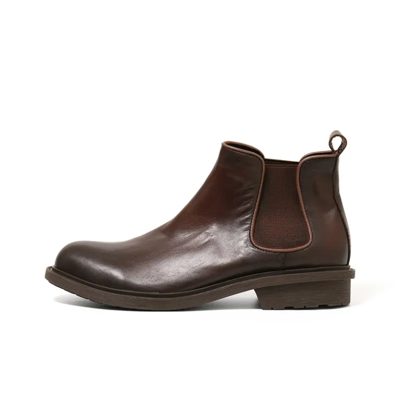 Turns By Turns Short Chelsea Boots Men's Coffee-5