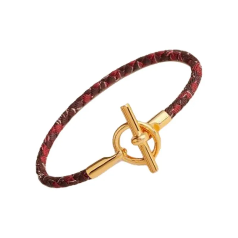 HERMES Silk Gold-Plated Bracelets Women's Red-2