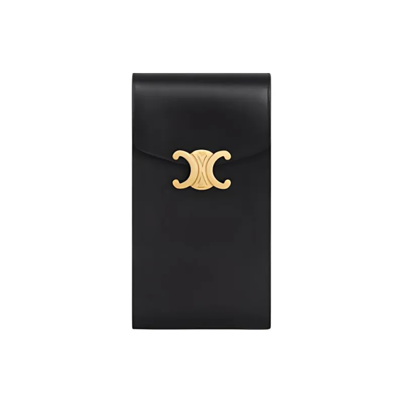 CELINE Shiny Calfskin Cell Phone Pouch Women's Black-0